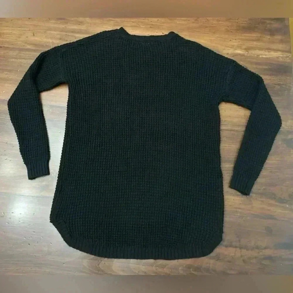 2/$12 Riahi Fashion Sweater Size Large Black Waffle Knit Lightweight Summer Goth - Picture 7 of 8